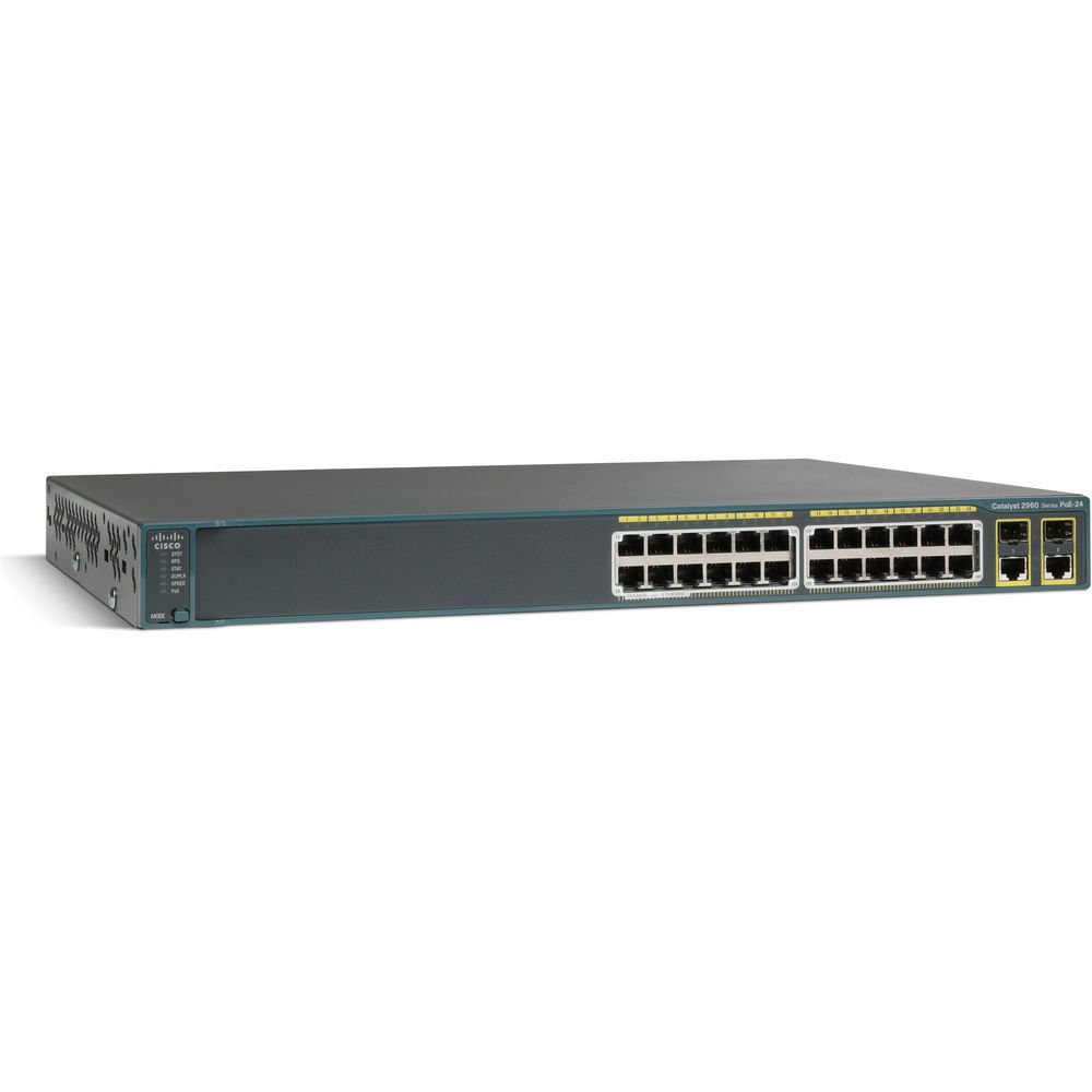 Cisco WS-C2960+24TC-L 2960 Series switch with (24) 10/100 Ethernet ports and (2) fixed 10/100/1000 Ethernet uplink ports & 2 SFP Ports